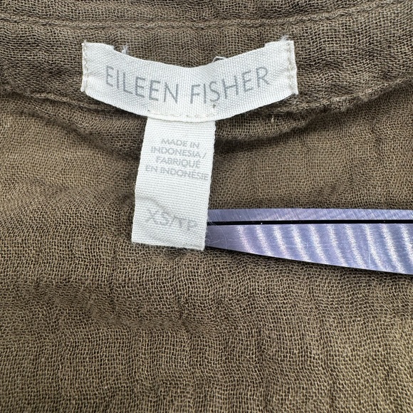 Eileen Fisher Women's Brown Gauzy Button Down Shirt, XS - Picture 5 of 7
